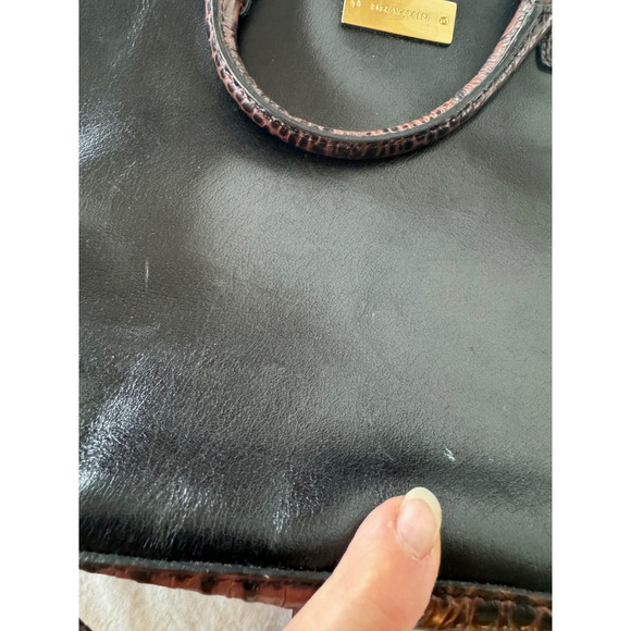 Brahmin Brown Leather Croc Embossed Top Handle Purse Handbag Shoulder Bag - Picture 6 of 9